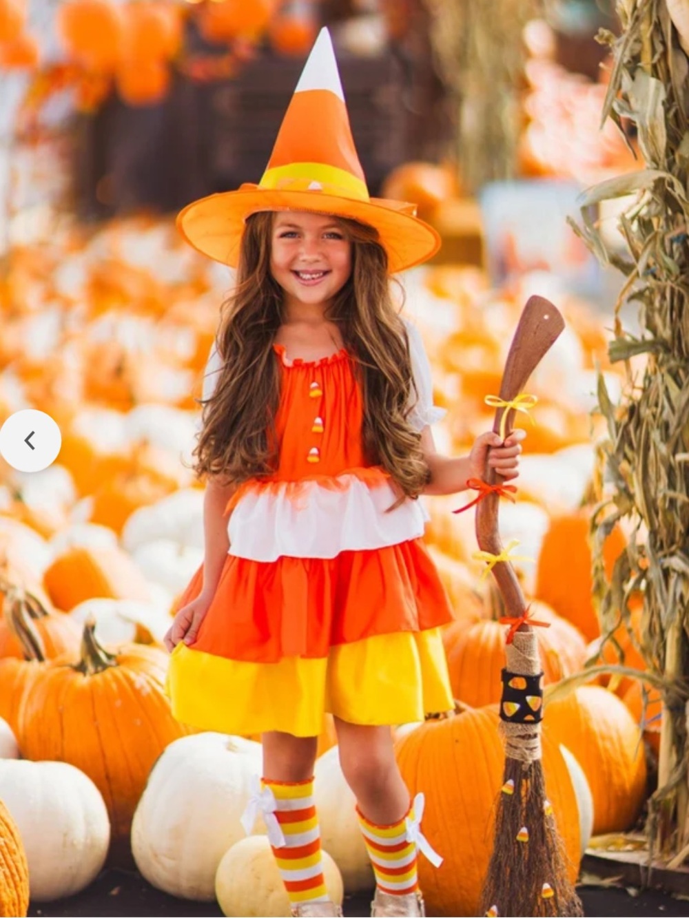 Candy Corn Witch Costume Dress & Hat - Orange, Yellow & White